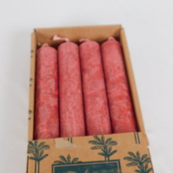 4 Palmlights 9" Taper Candles Red Non-Drip Soot-Free Palmelys Bright Lights Open - Picture 2 of 6